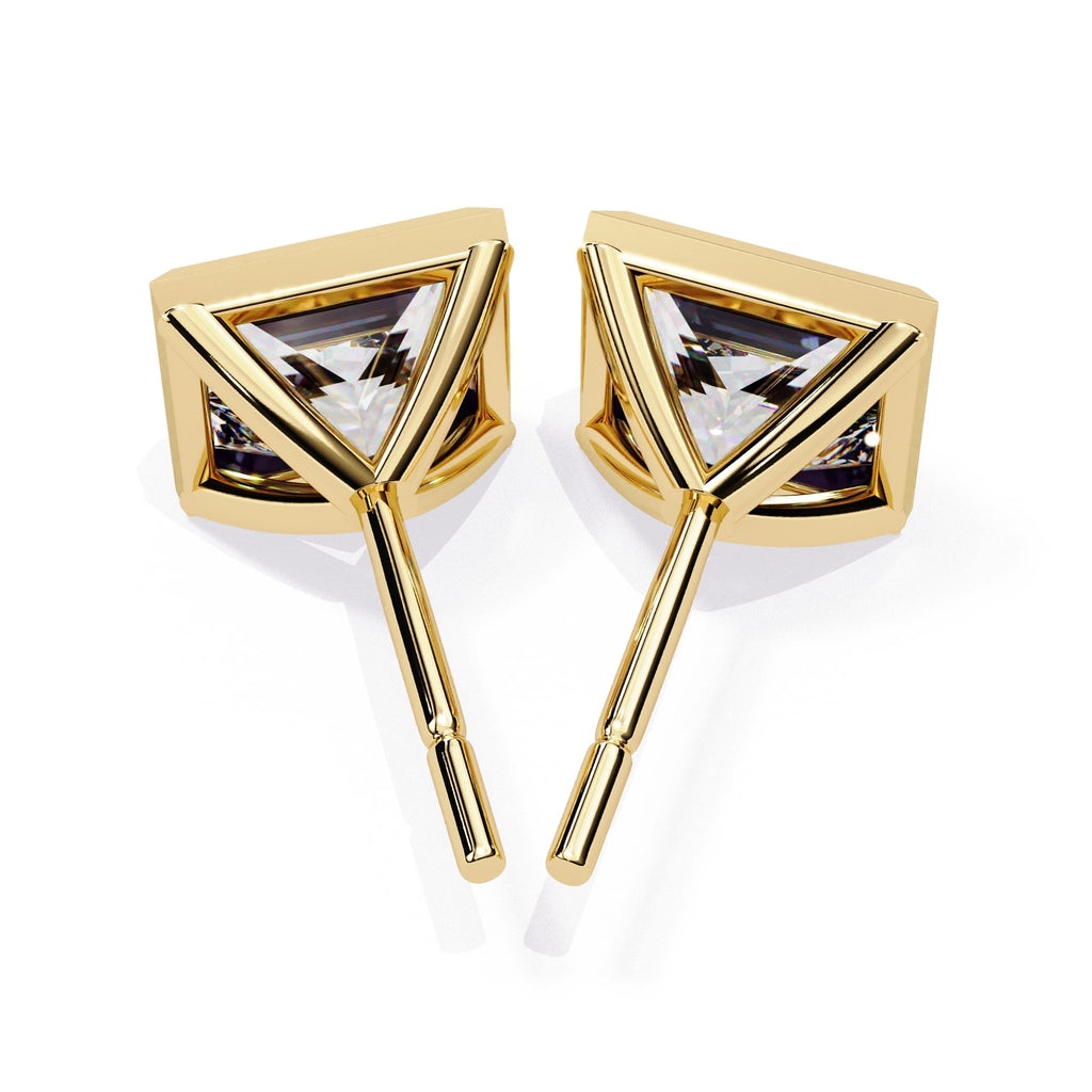 Bezel Set Princess Diamond Stud Earrings