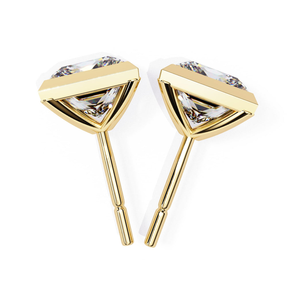 Bezel Set Princess Diamond Stud Earrings