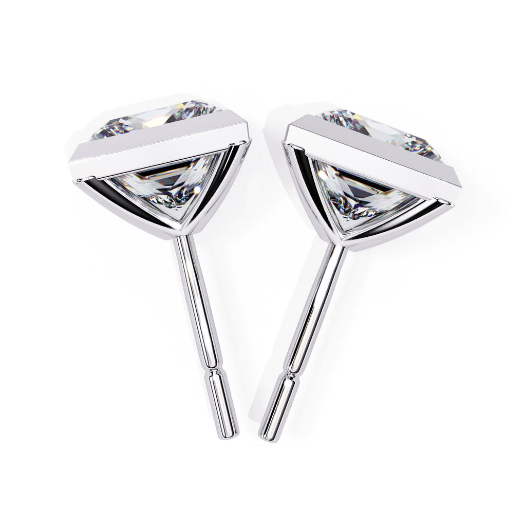 Bezel Set Princess Diamond Stud Earrings