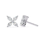 Marquise Cut Diamond Floral Stud Earrings