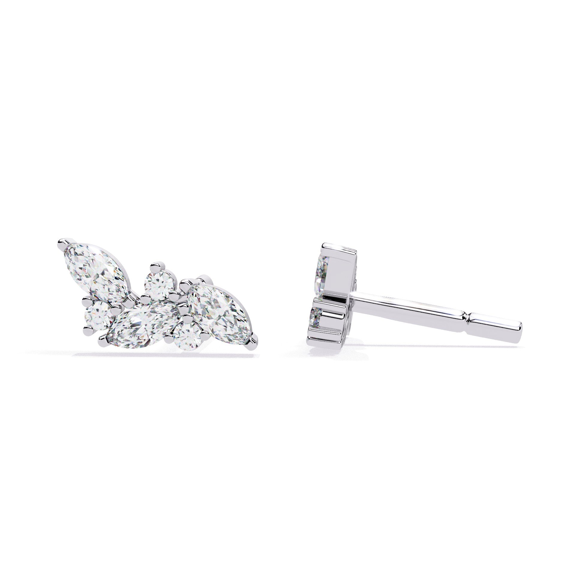 Modern Marquise And Round Lab Grown Diamond Earrings