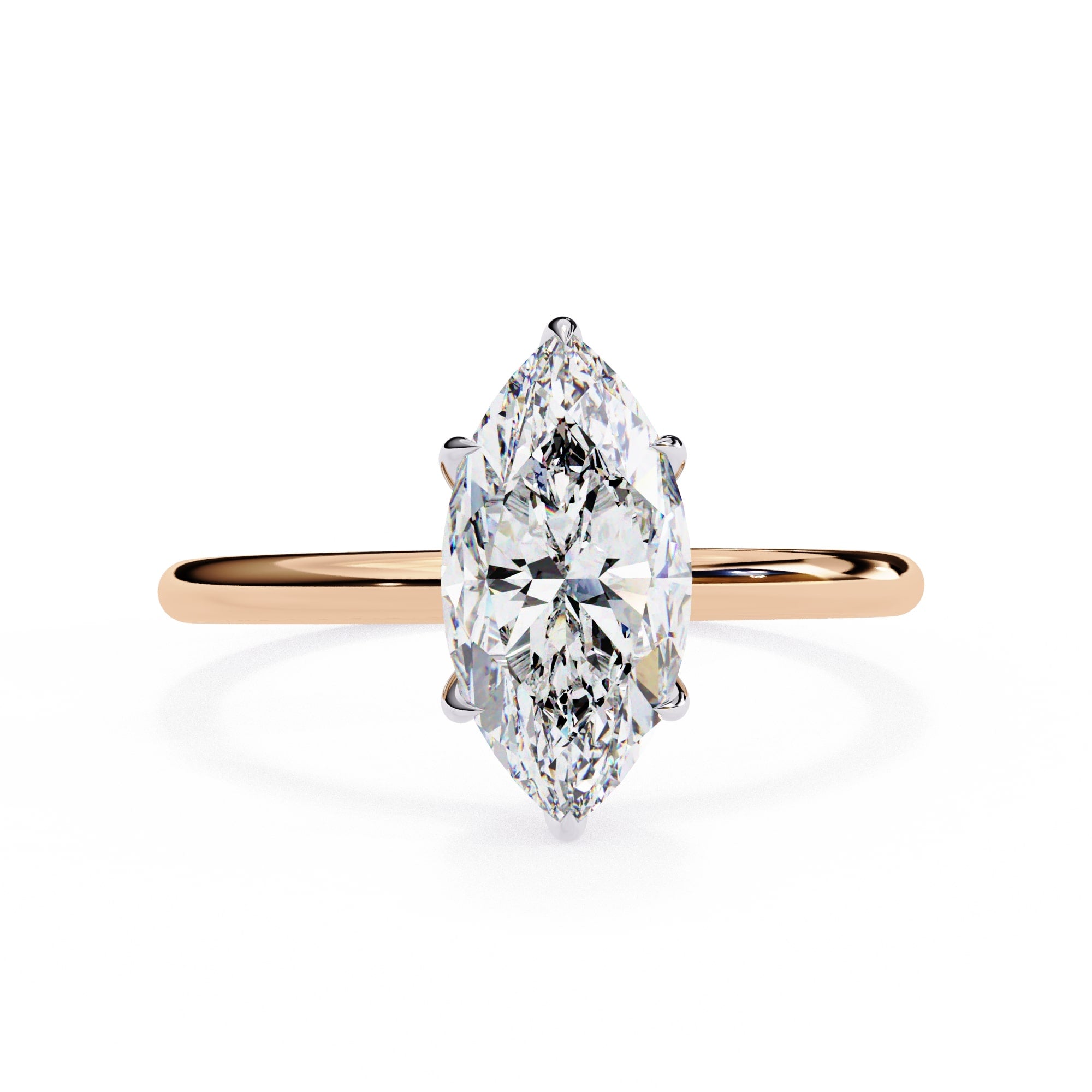 Marquise Cut Lab Diamond Solitaire Engagement Ring
