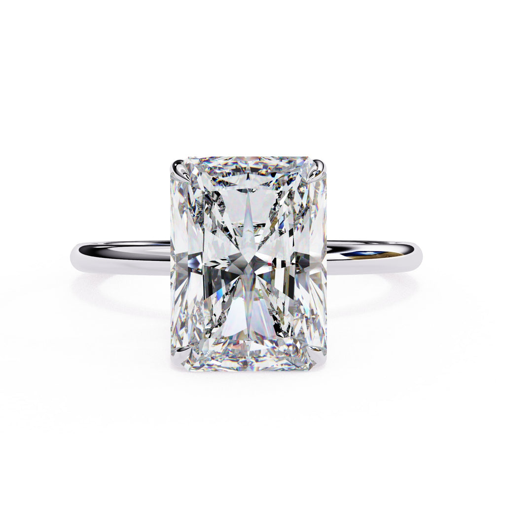 2.53 Carat Hidden Halo Radiant Cut Lab Diamond Engagement Ring