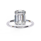 Emerald Diamond Hidden Halo Engagement Ring