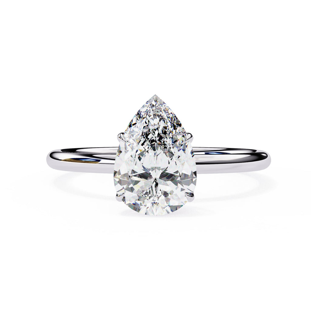 0.89 Carat Lab Grown Pear Shaped Diamond Solitaire Engagement Ring