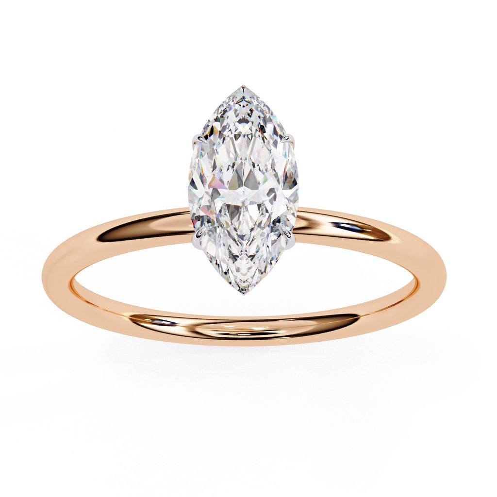 Marquise Cut Lab Diamond Solitaire Engagement Ring