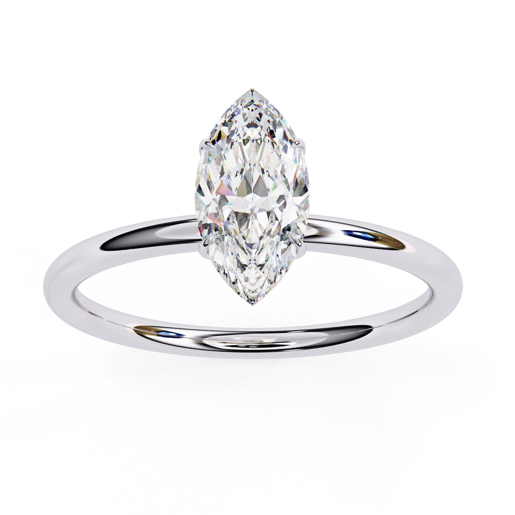 Marquise Cut Lab Diamond Solitaire Engagement Ring