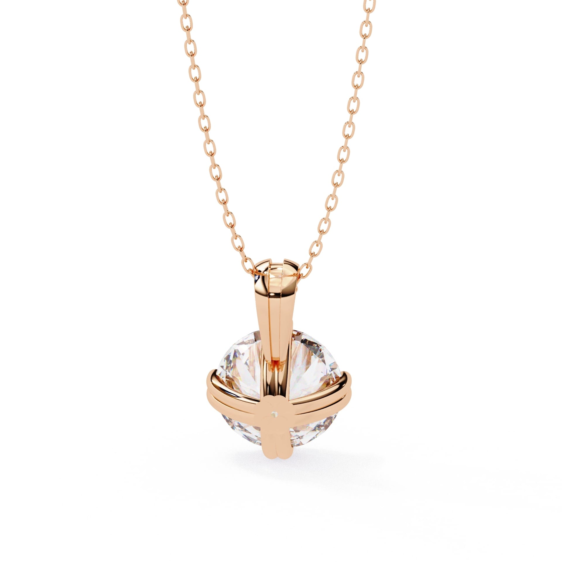 Double Prong Round Lab Grown Diamond  Pendant