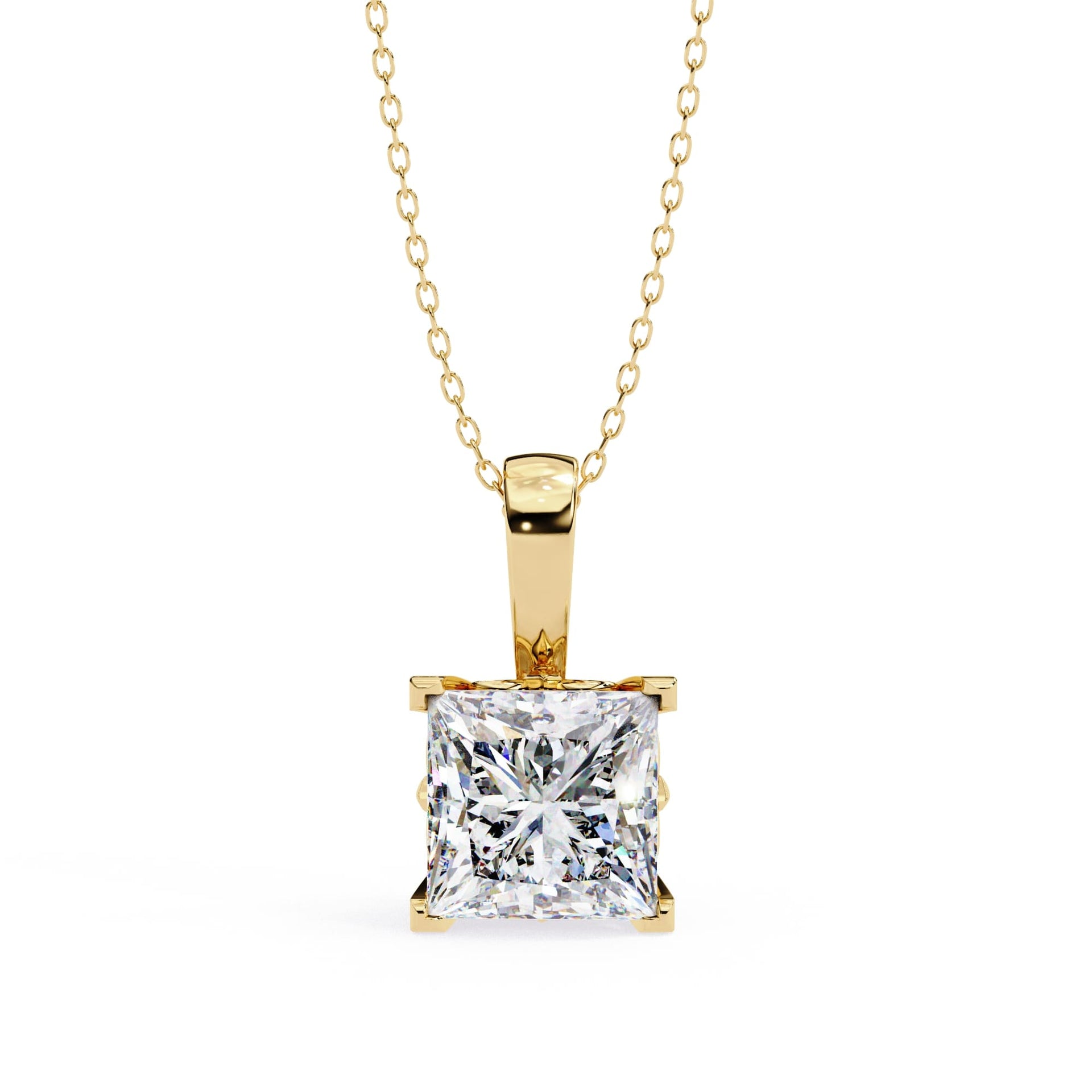 4 Prong Princess Cut Lab Grown Diamond Pendant