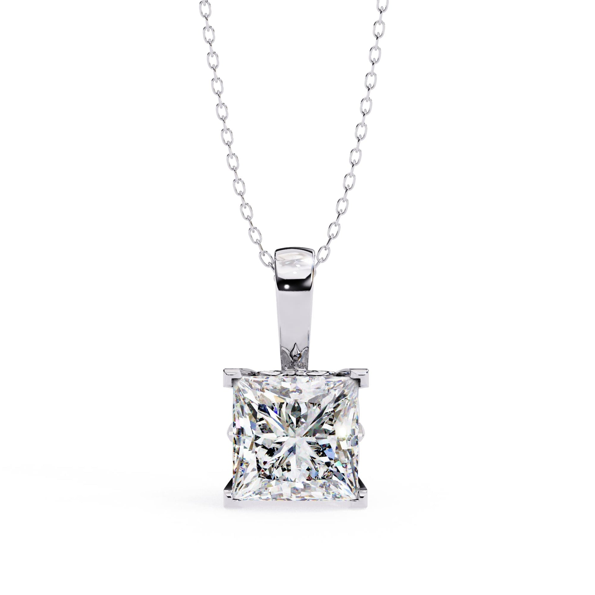 4 Prong Princess Cut Lab Grown Diamond Pendant