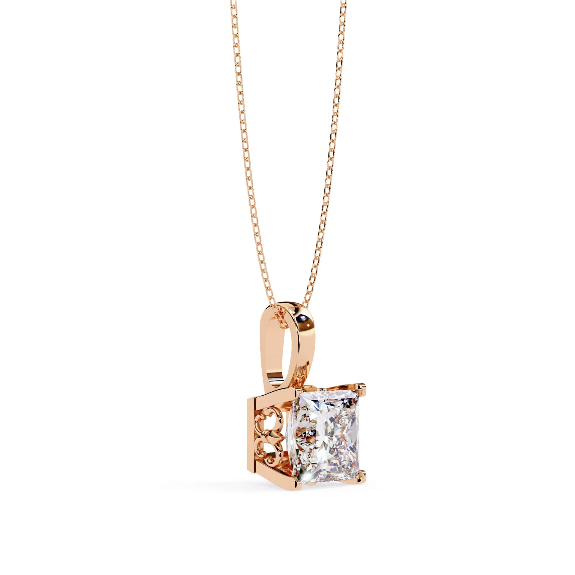 4 Prong Princess Cut Lab Grown Diamond Pendant