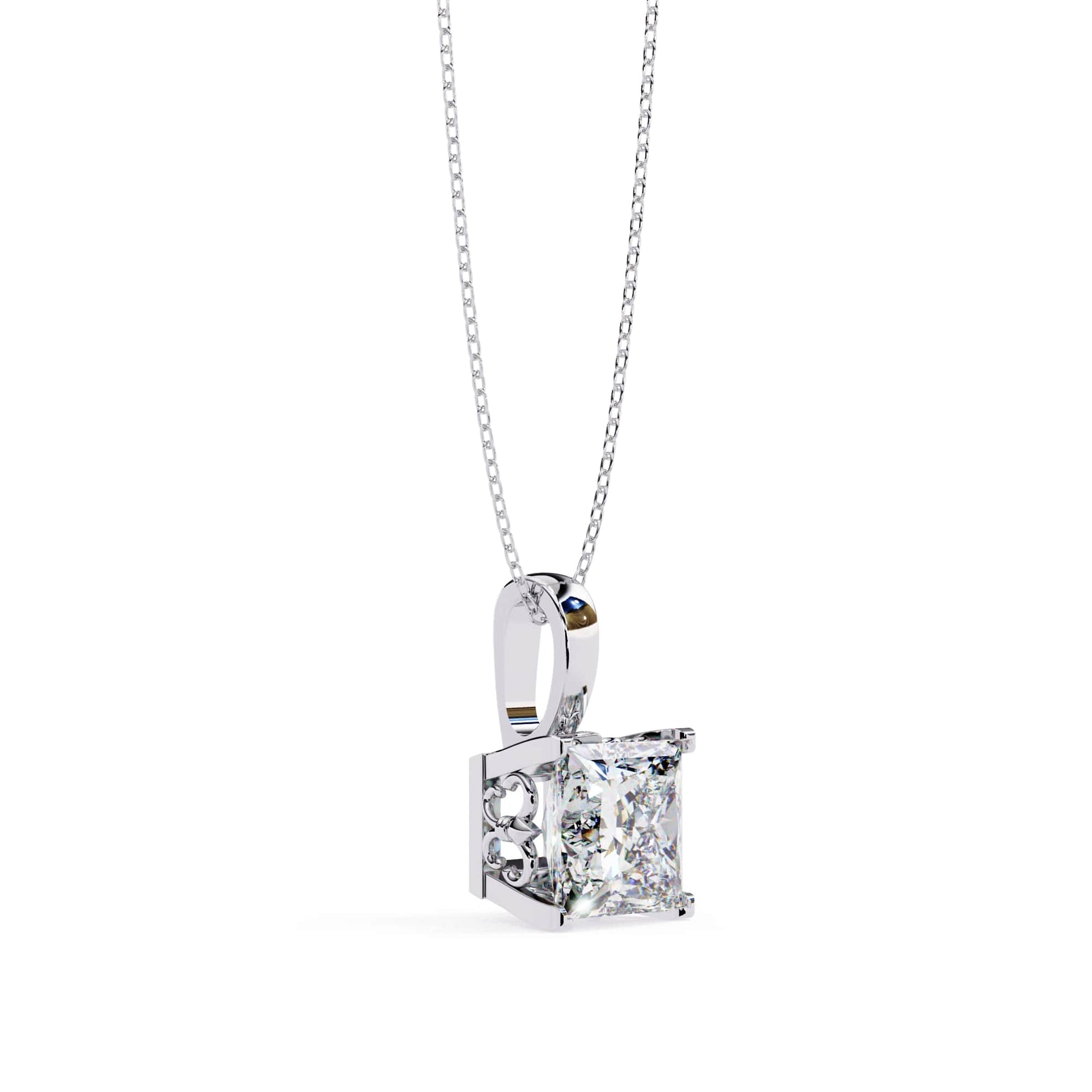 4 Prong Princess Cut Lab Grown Diamond Pendant