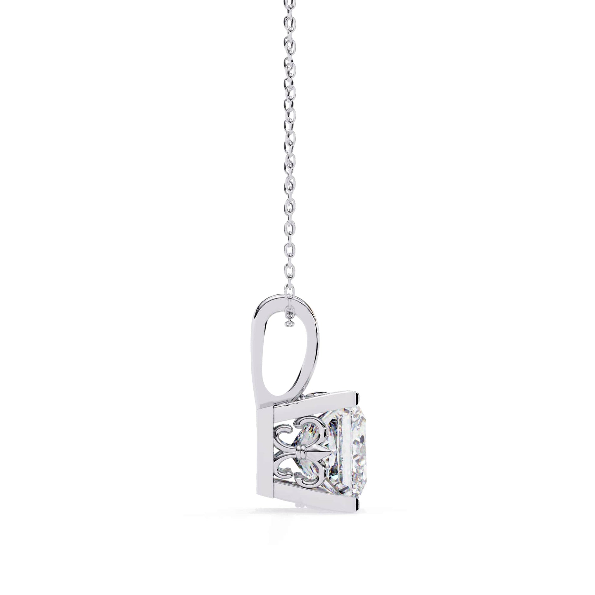 4 Prong Princess Cut Lab Grown Diamond Pendant