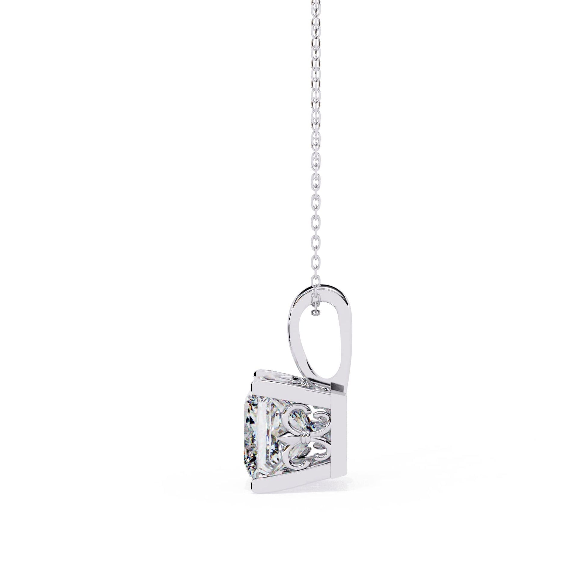 4 Prong Princess Cut Lab Grown Diamond Pendant
