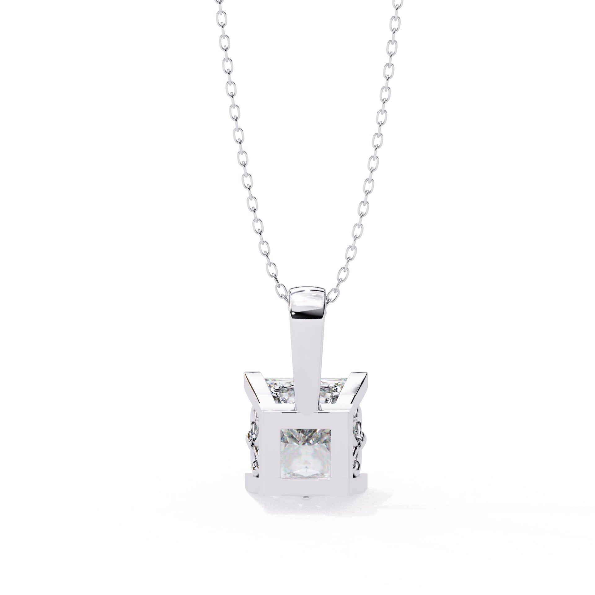 4 Prong Princess Cut Lab Grown Diamond Pendant