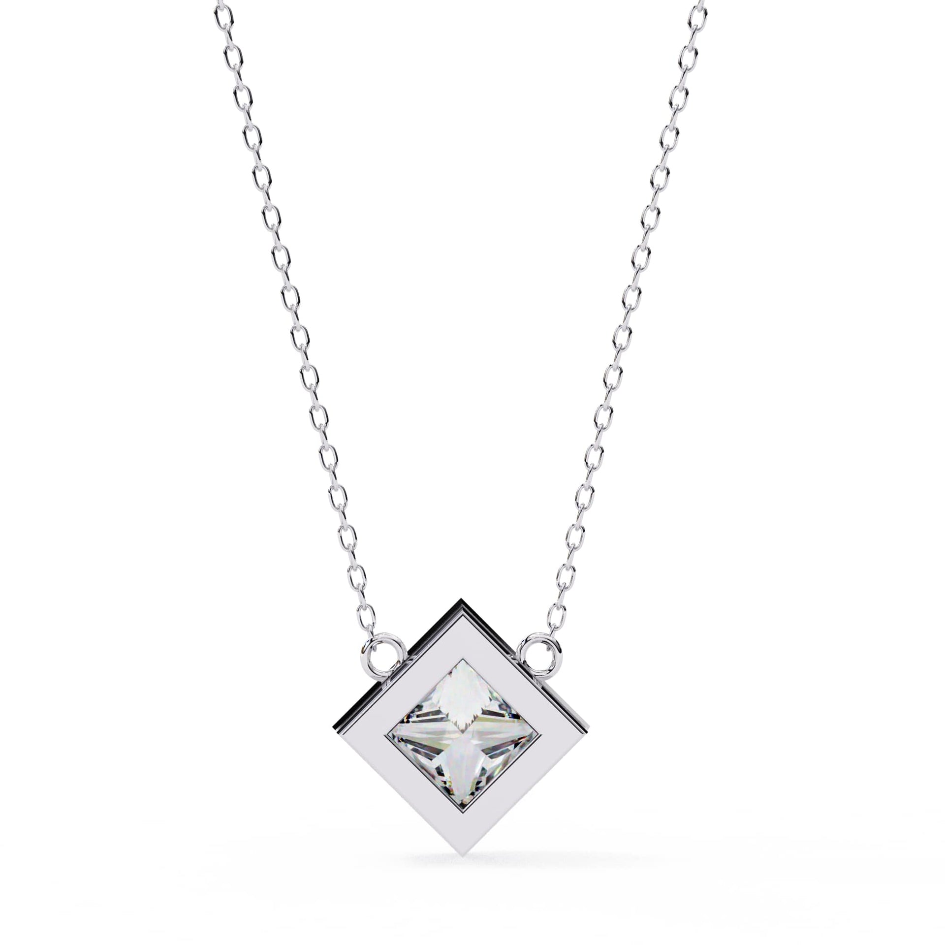 Stylish Princess Cut Bezel Pendant