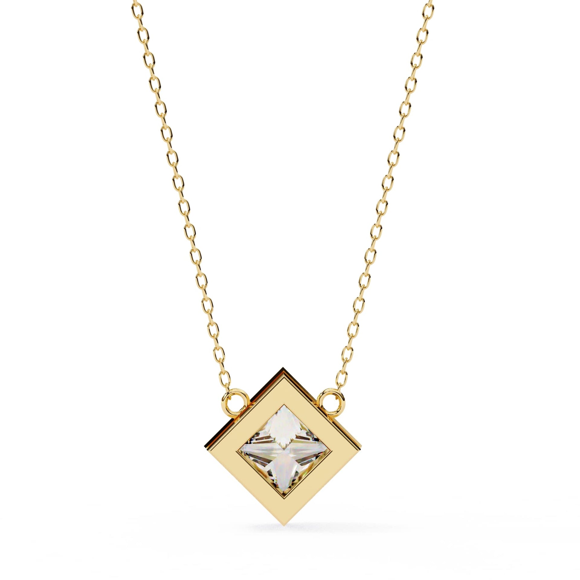 Stylish Princess Cut Bezel Pendant