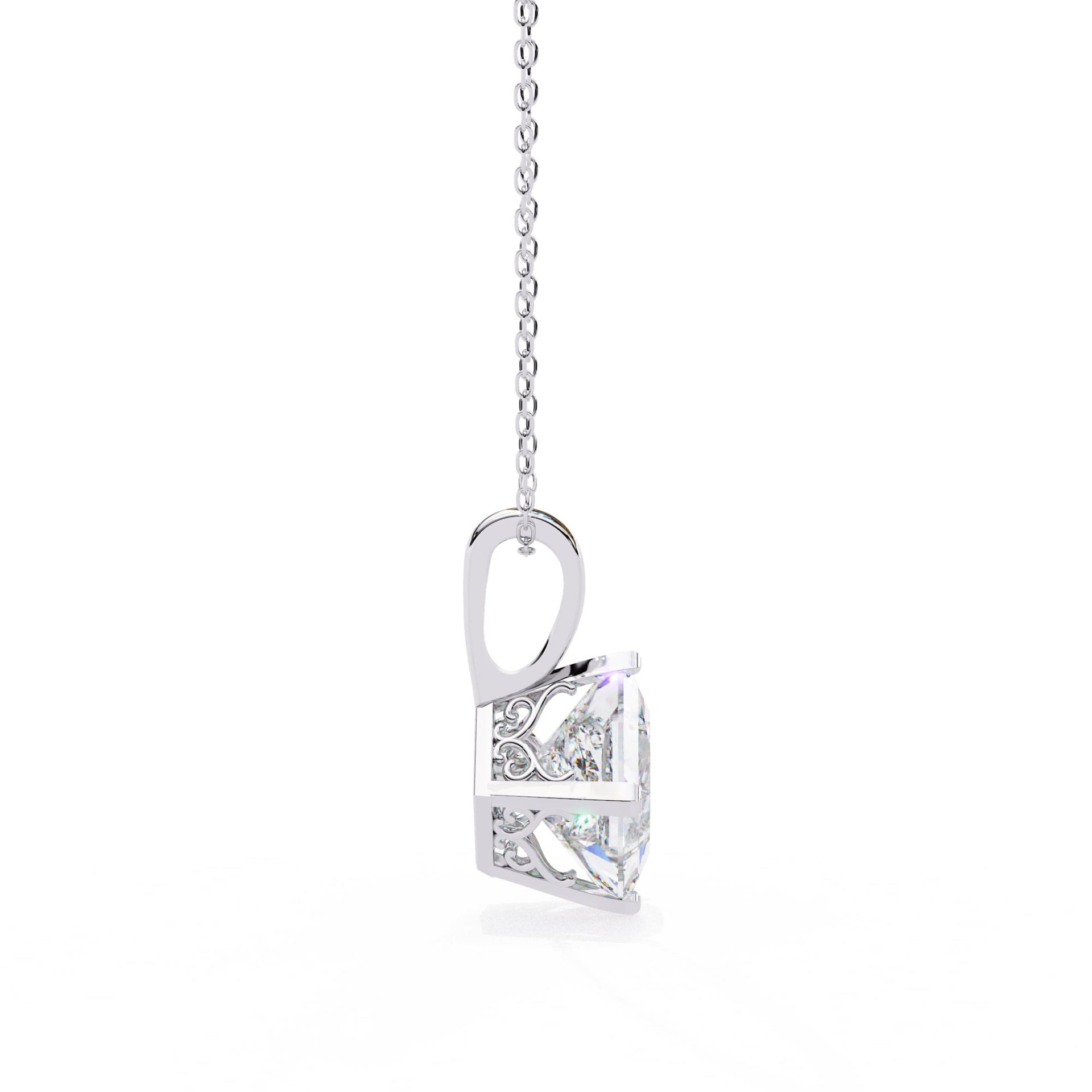 Lab Grown Princess Cut Diamond Basket Pendant
