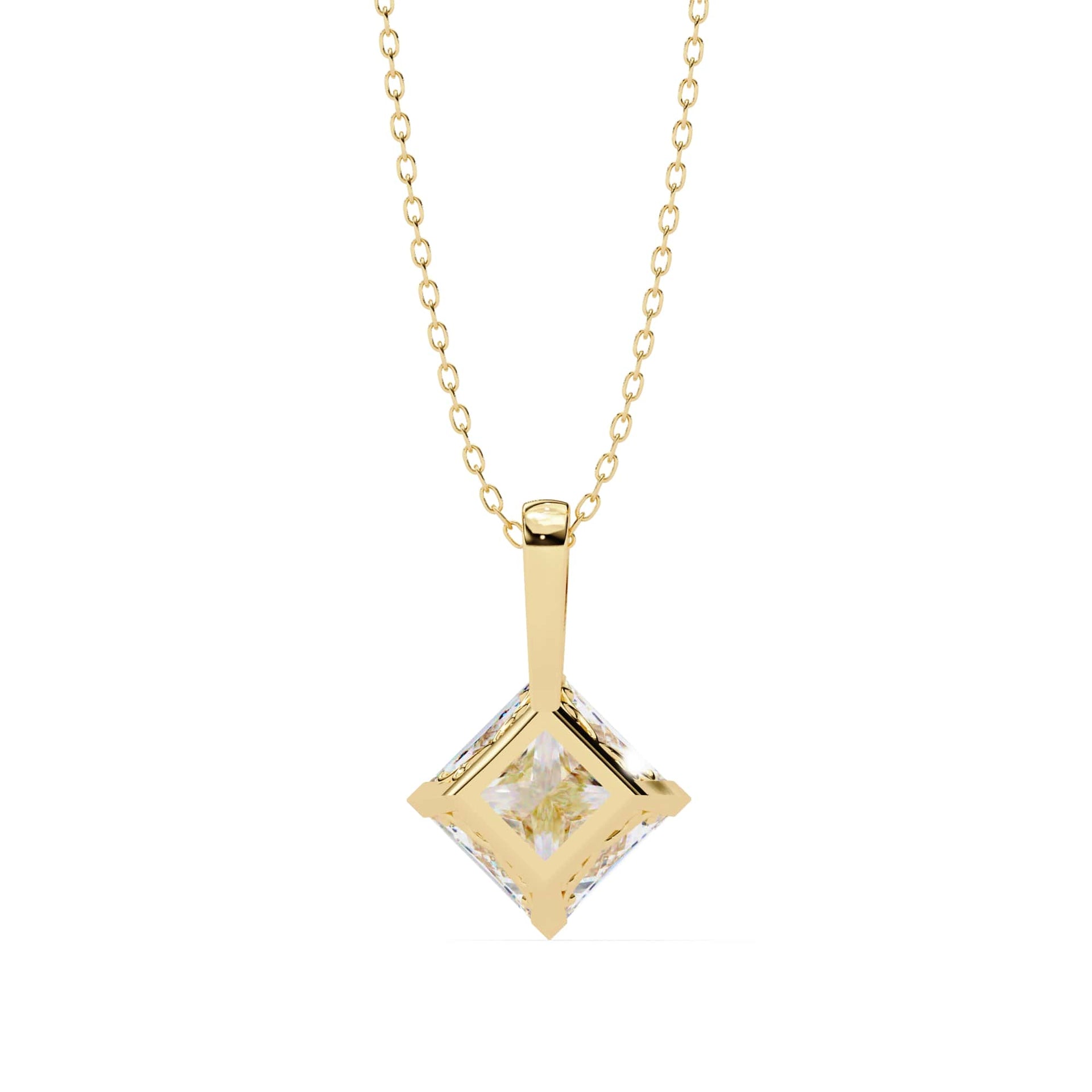 Lab Grown Princess Cut Diamond Basket Pendant