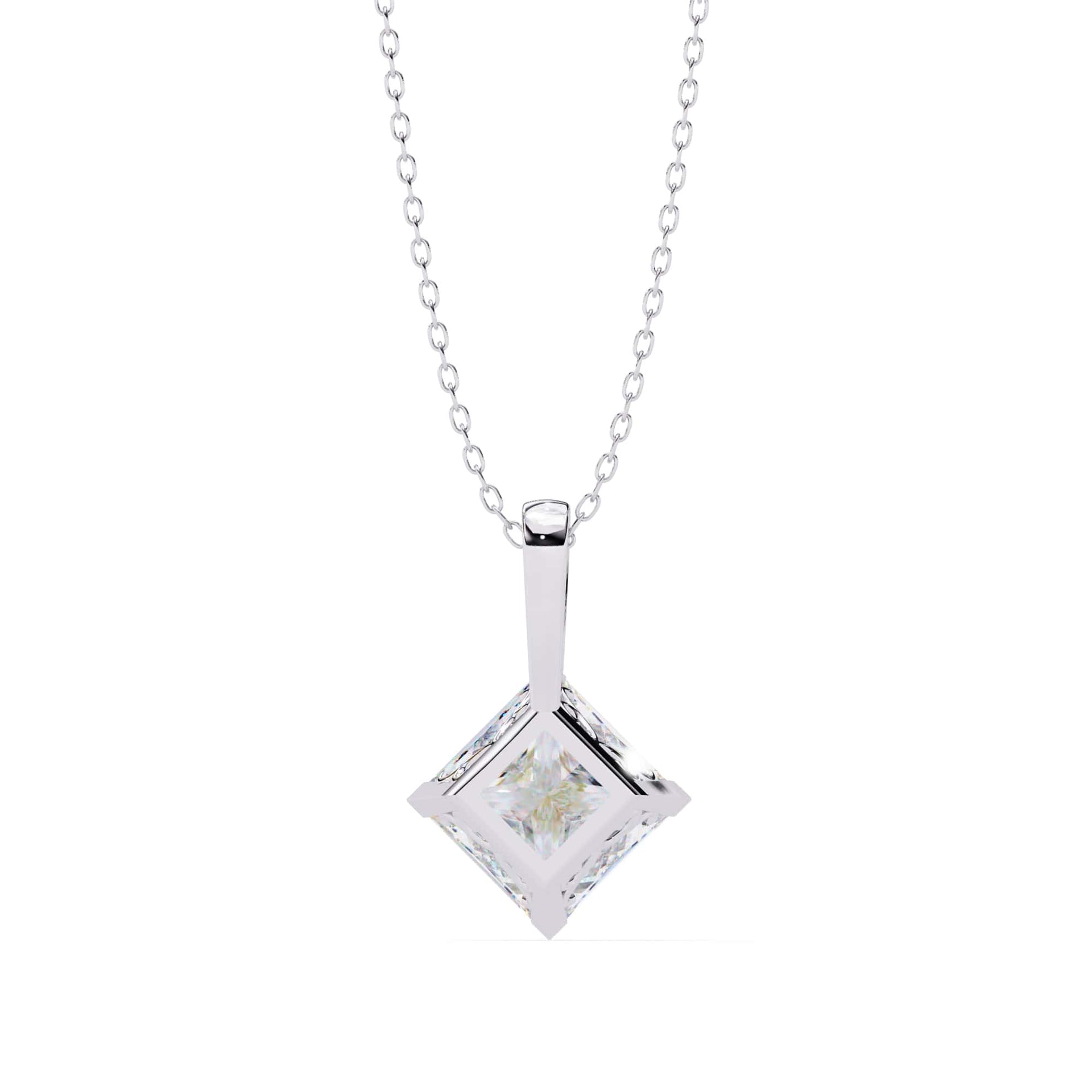 Lab Grown Princess Cut Diamond Basket Pendant