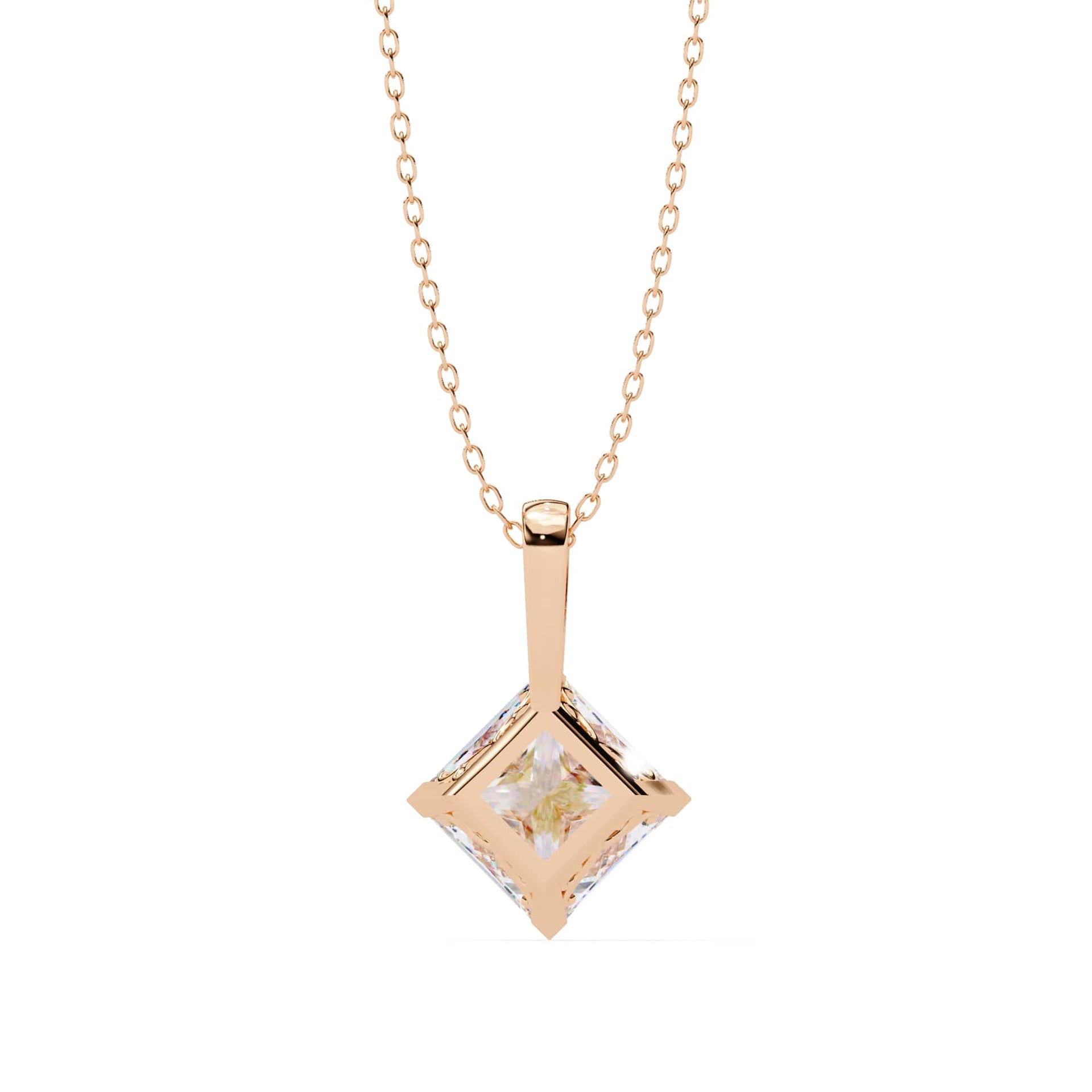 Lab Grown Princess Cut Diamond Basket Pendant