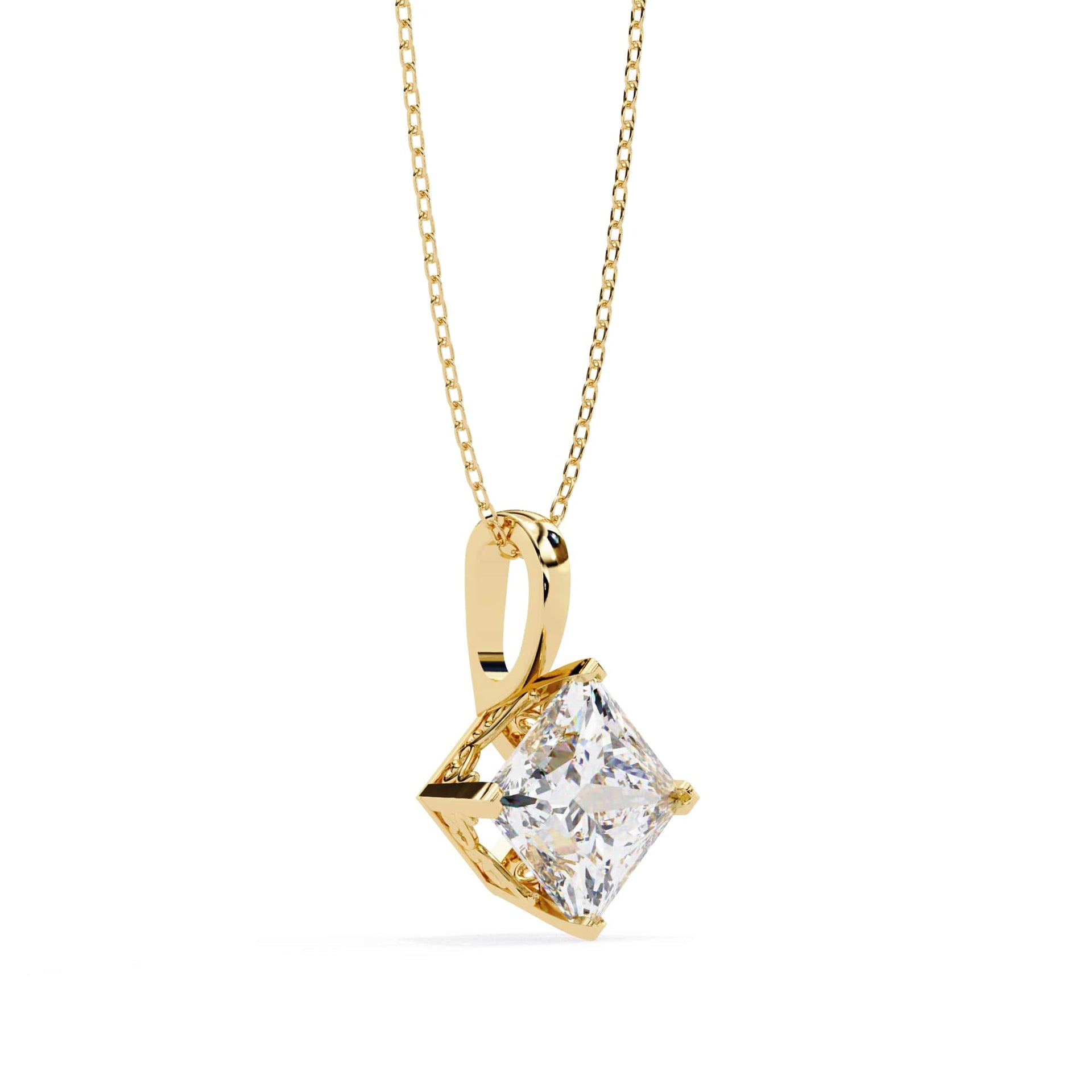 Lab Grown Princess Cut Diamond Basket Pendant
