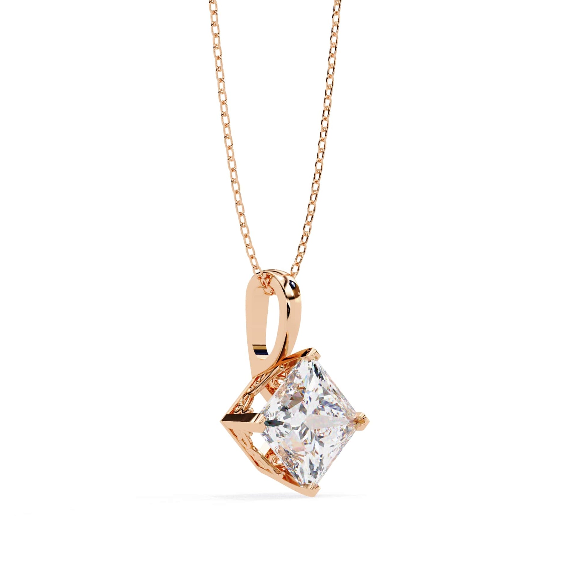 Lab Grown Princess Cut Diamond Basket Pendant