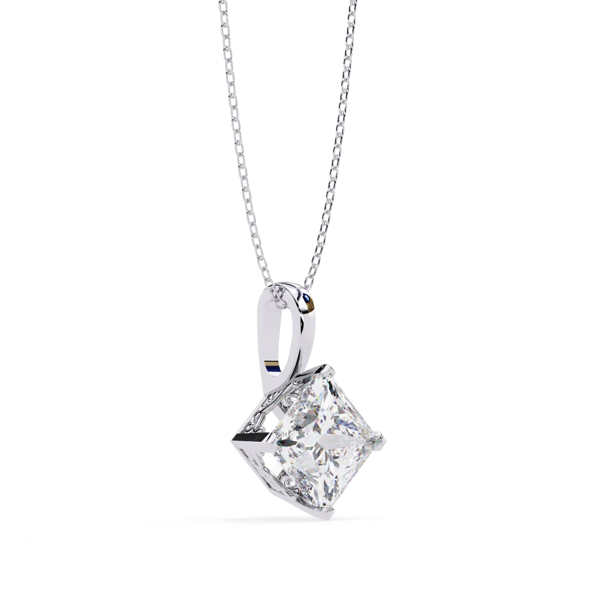 Lab Grown Princess Cut Diamond Basket Pendant