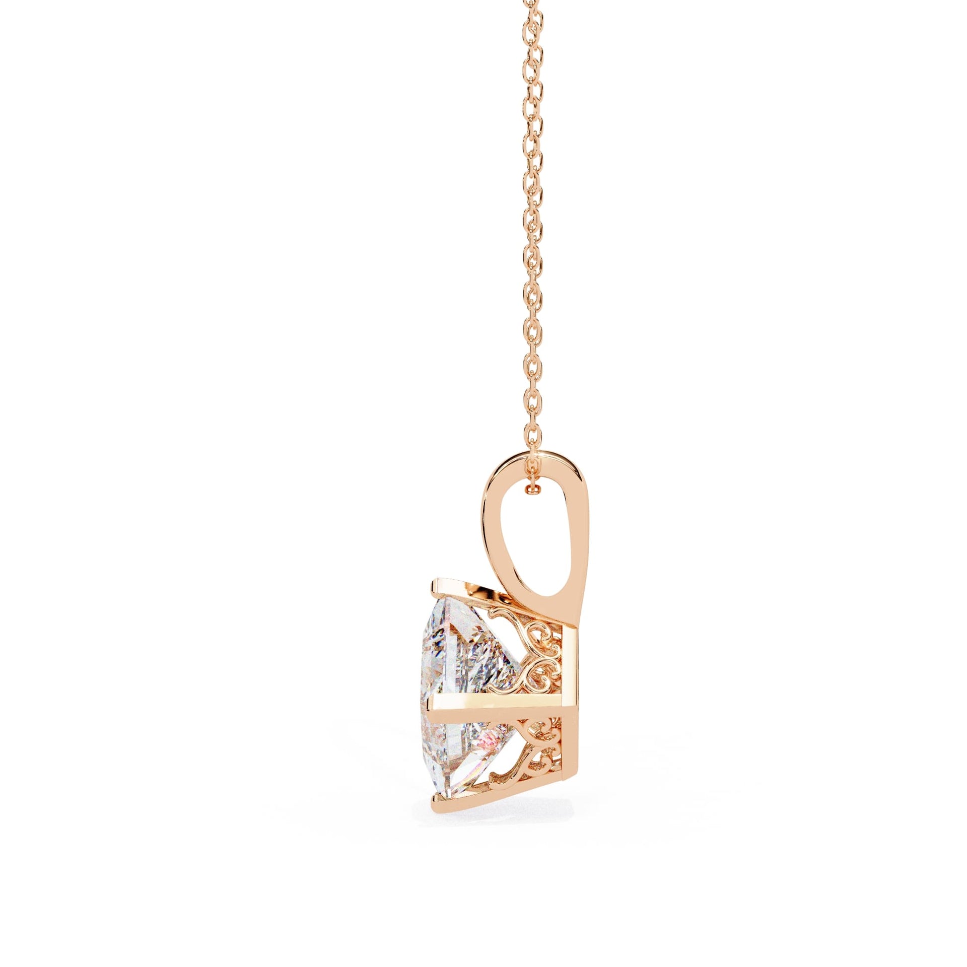 Lab Grown Princess Cut Diamond Basket Pendant