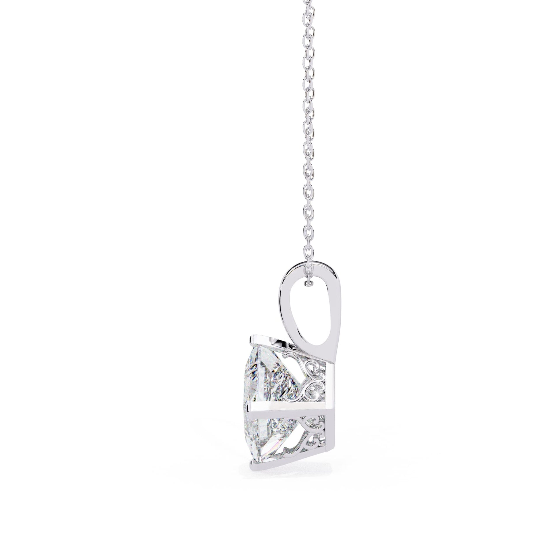 Lab Grown Princess Cut Diamond Basket Pendant