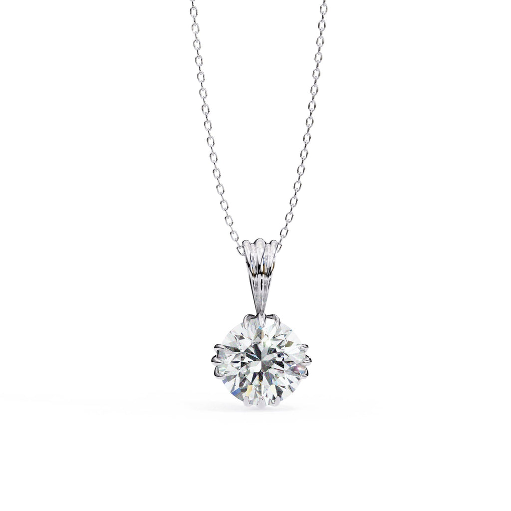 2 Carat Round Cut Lab Grown Diamond Solitaire Charm Pendant