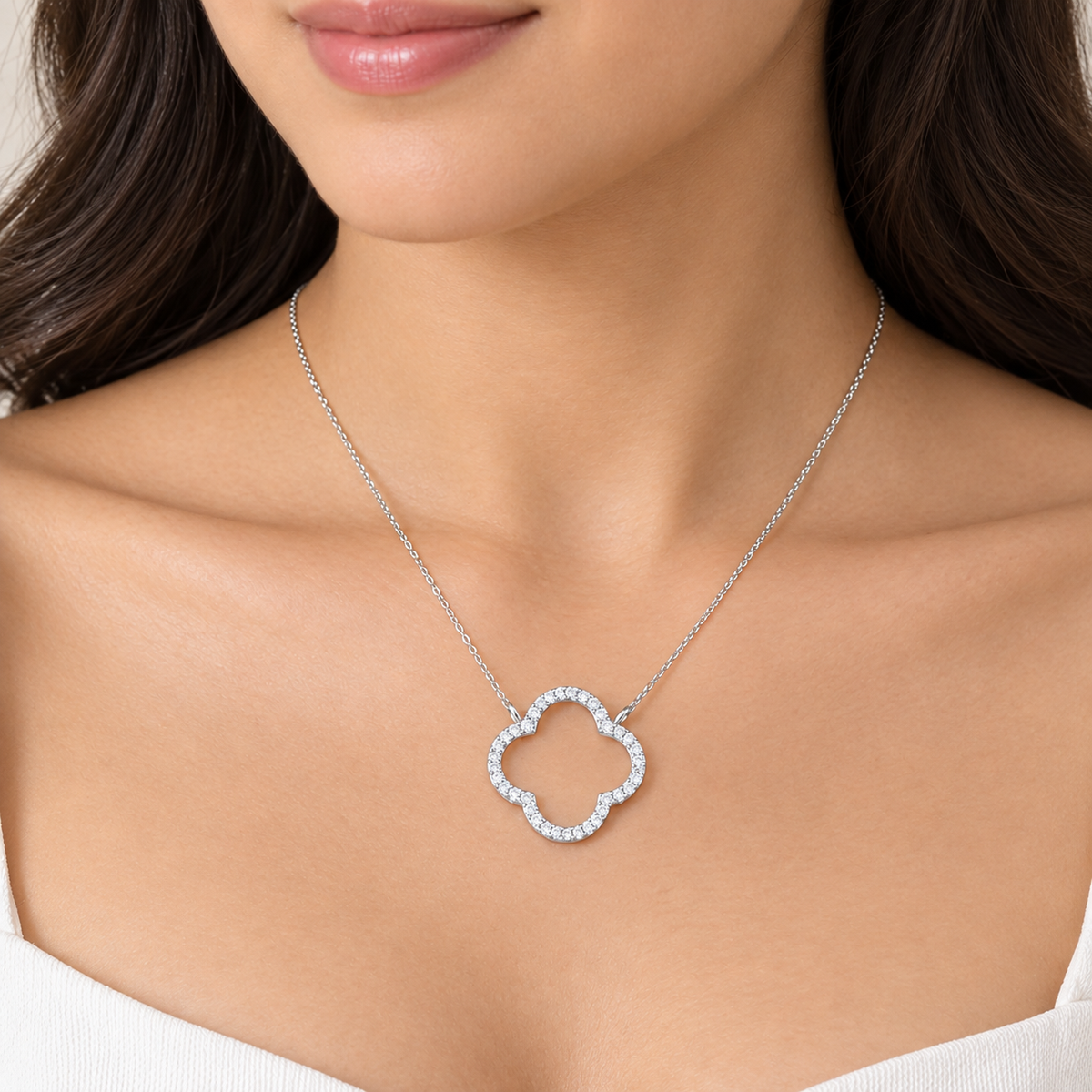 4 Carat Lab-Grown Diamond Four-Leaf Open Clover Necklace