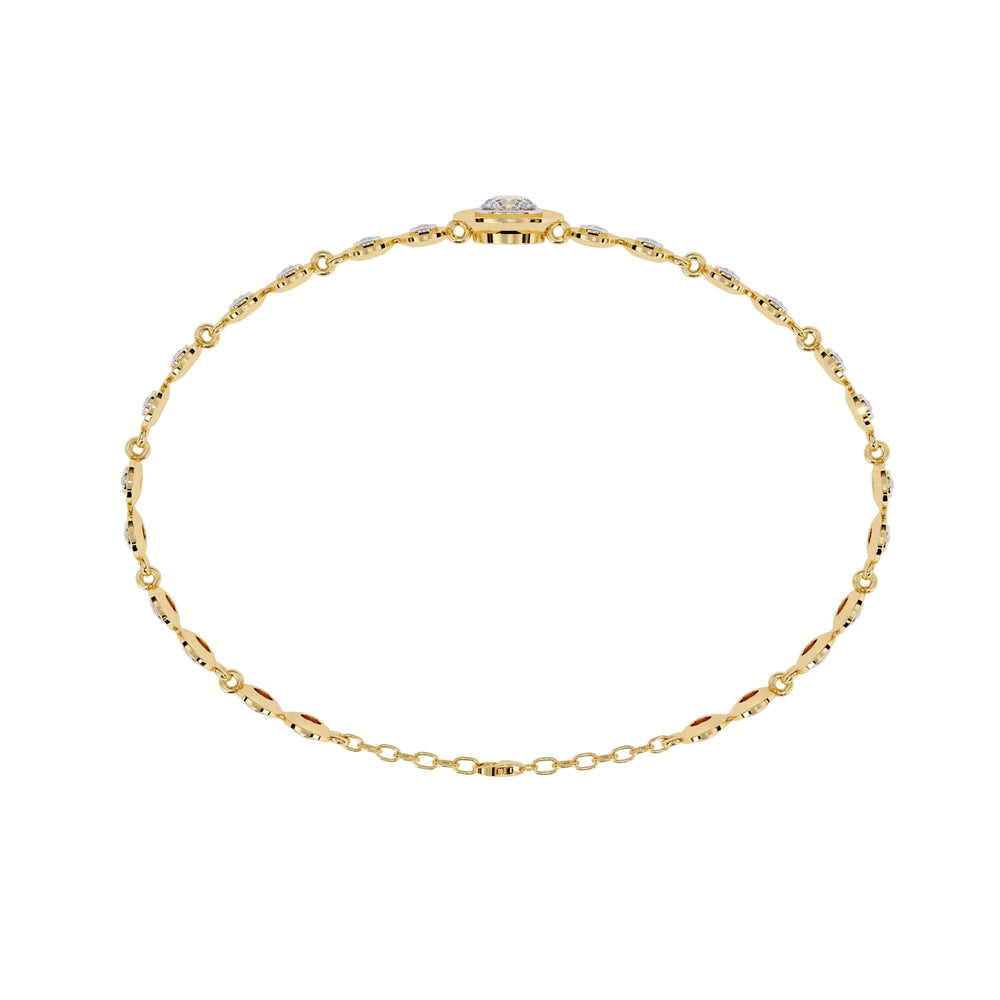 Round Cut Lab Grown Diamond Bezel set Link Bracelet