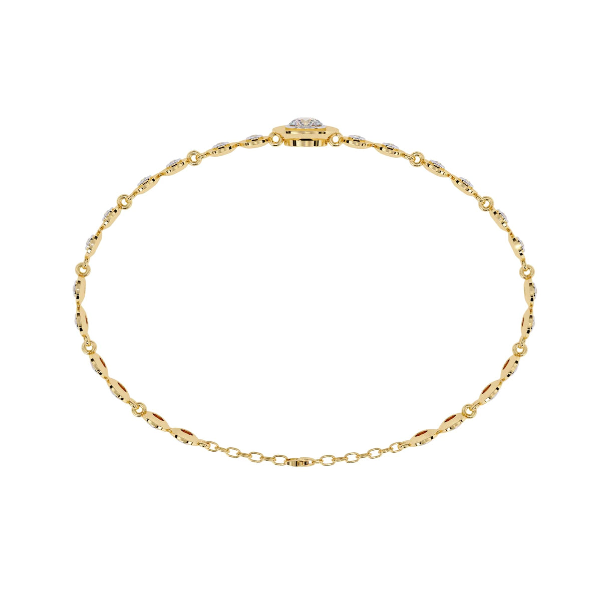 Round Cut Lab Grown Diamond Bezel set Link Bracelet