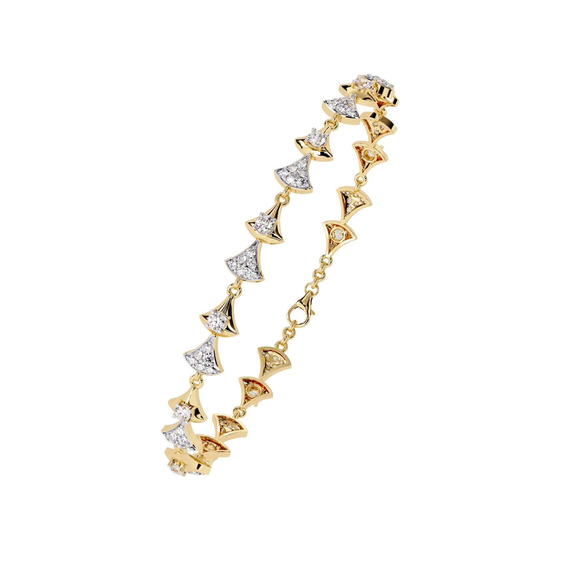 Gold and silver bracelet on a white background