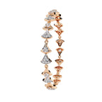 Rose gold and silver earring on a white background