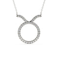 Taurus zodiac sign pendant with round lab grown diamonds in yellow gold, astrology necklace for April and May birth month gifts.