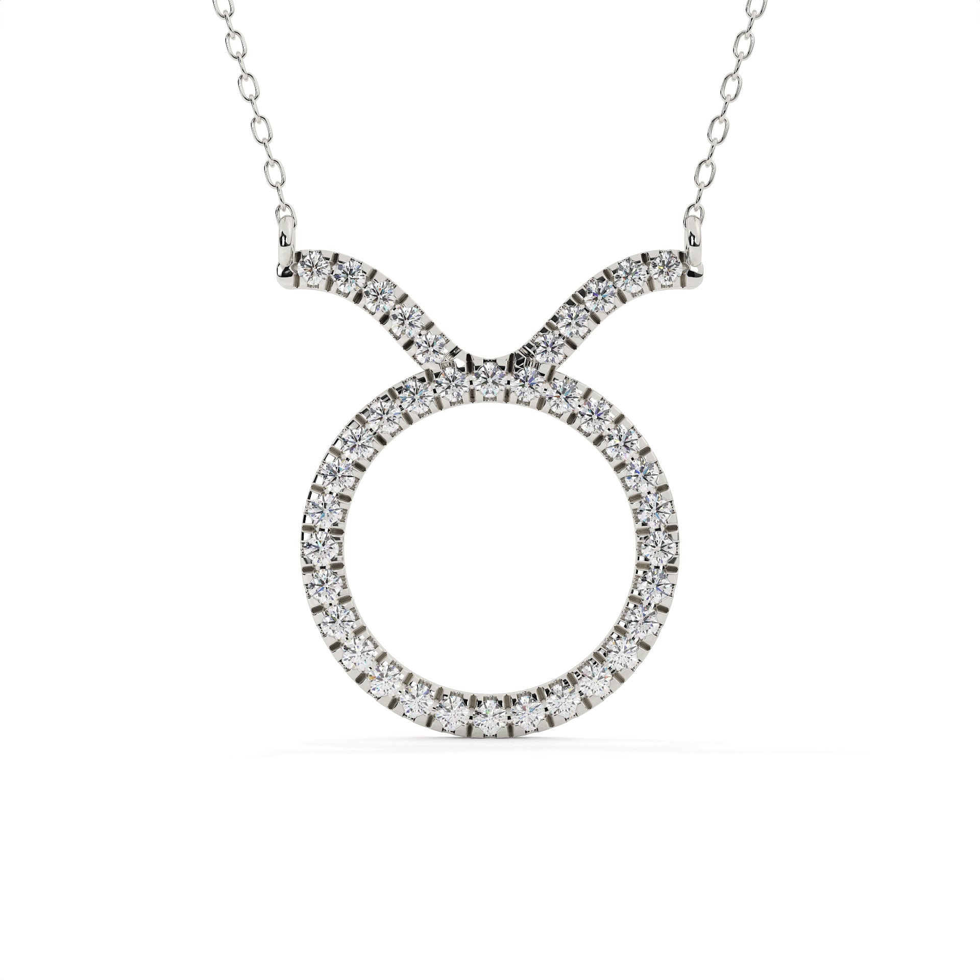 Taurus zodiac sign pendant with round lab grown diamonds in yellow gold, astrology necklace for April and May birth month gifts.