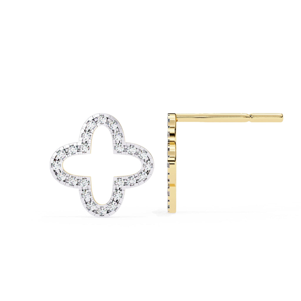 Gold and silver butterfly-shaped earrings on a white background