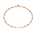 Rose gold necklace on a white background