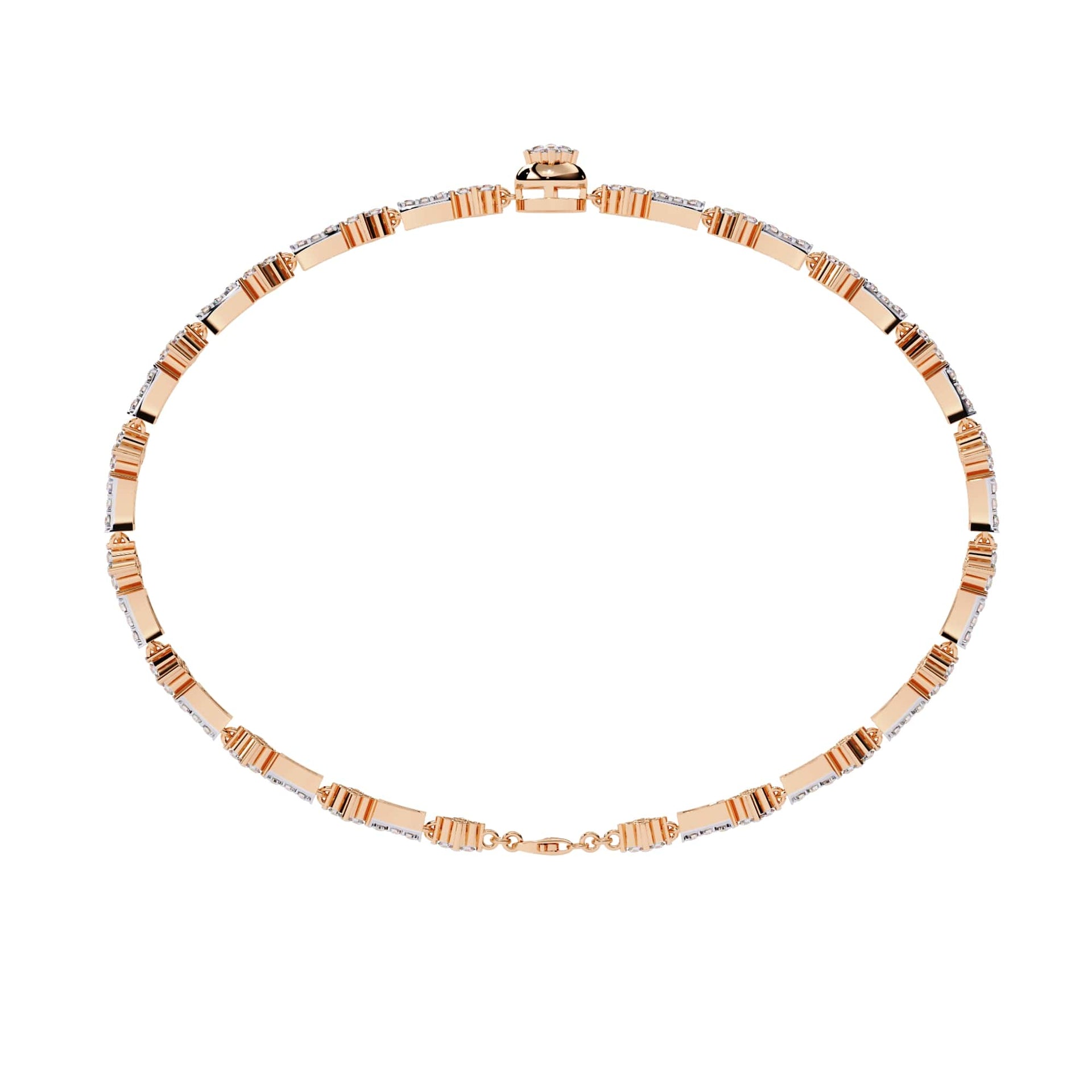 Rose gold necklace on a white background