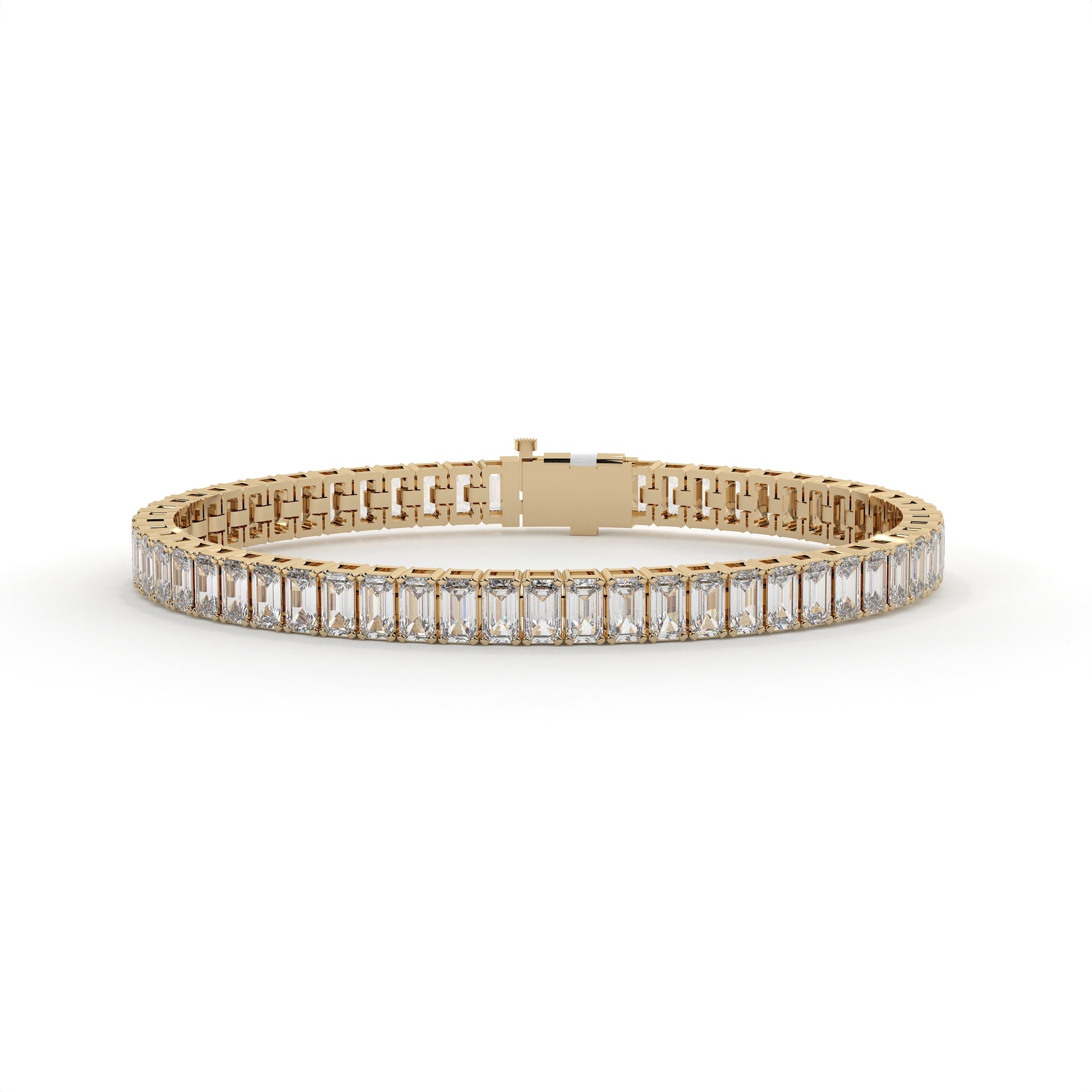 Gold bracelet with diamond accents on a white background