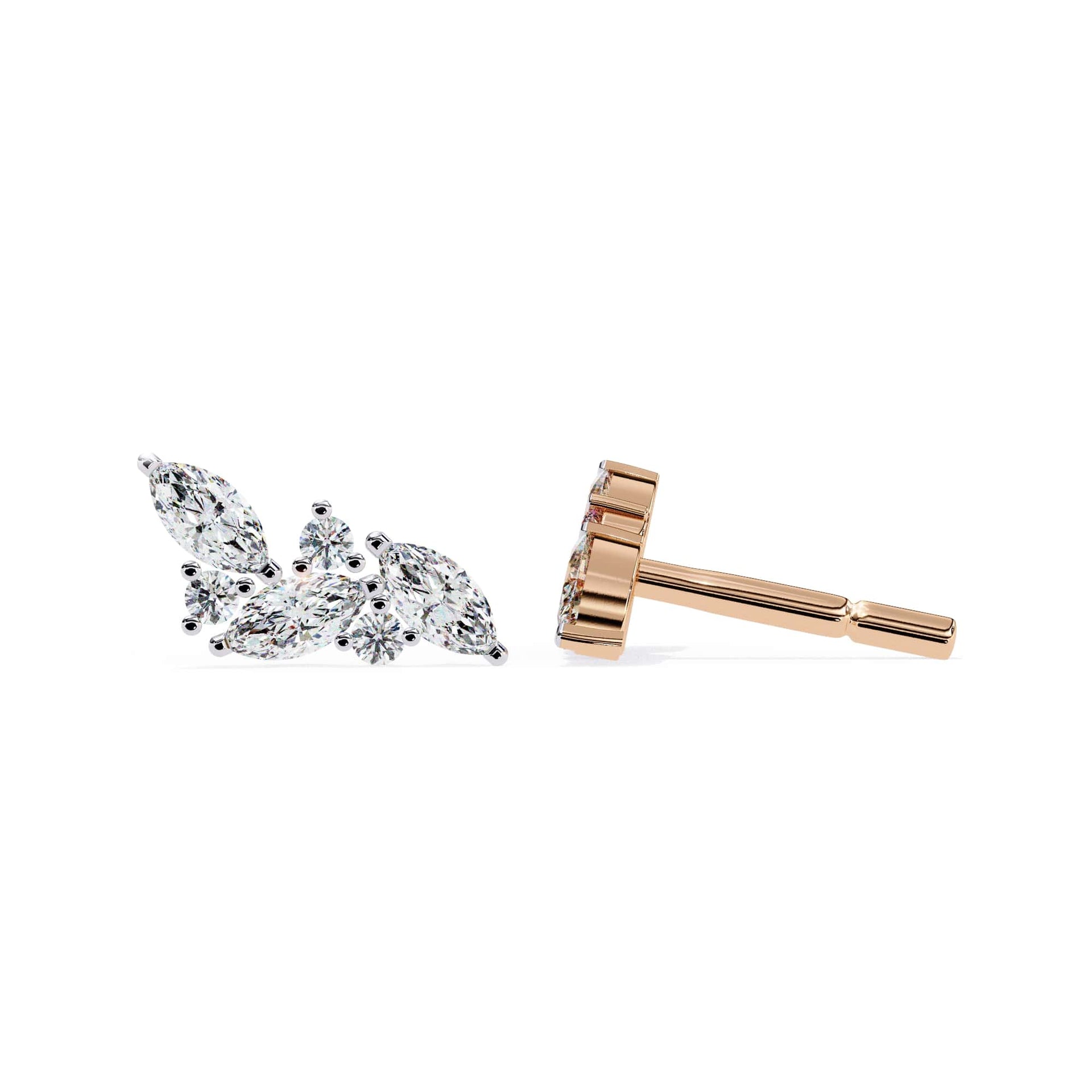 Pair of diamond earrings on a white background