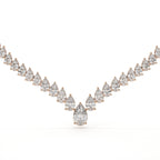 Diamond necklace with pear-shaped stones on a white background