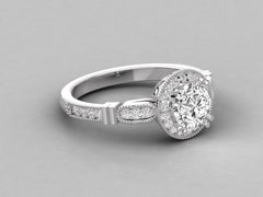 Round Love Pave Engagement Ring