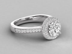 Double Halo Pave Engagement Ring