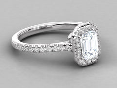 Classic Emerald Solitaire Pave Engagement Ring - 8