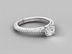 Classic Solitaire Pave Engagement Ring - 5