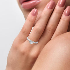 Classic Solitaire Pave Engagement Ring - 1
