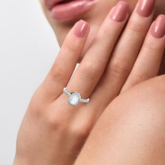 Classic Emerald Solitaire Pave Engagement Ring - 8